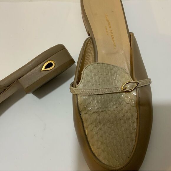 JENNIFER CHAMANDI Women gray Snakeskin  mules Flat Shoe EU 36.5/US 6.5 - Picture 1 of 13